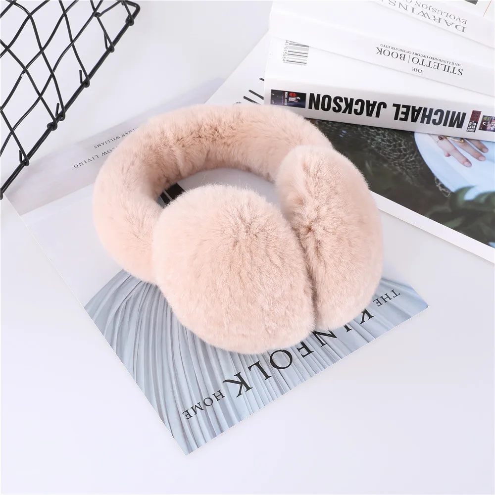 Rex Rabbit Fur Ear muffs Winter Warm Women and Men fold ear earflap Headwear Ear Warmer Fur earmuffs Cold Ear Protection Headban