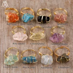 Fashion Women Gemstones Chip Beads Handmade Ring,Black Tourmaline White Roses Quartz Stone Ring For WomenJewelry Gift Dropship