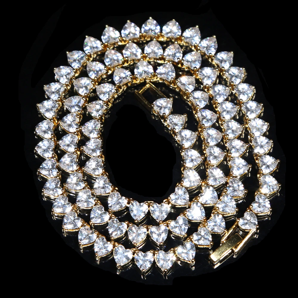 Großhandel 5A Herzförmige CZ Iced Out Bling Herz CZ Tennis-Halskette für Frauen Freundin Valentinstag Geschenk Modeschmuck – Detail 5