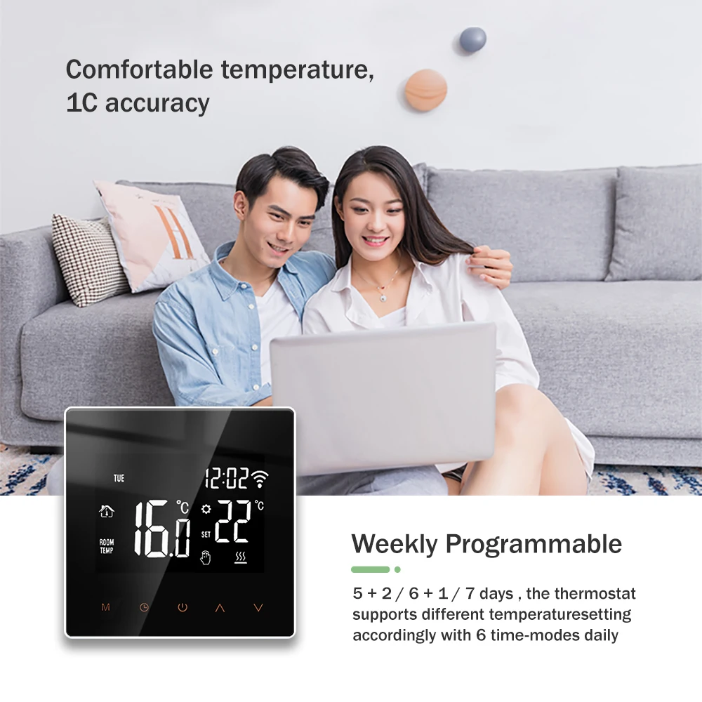 Tuya WiFi Smart Thermostat Electric Floor Heating TRV Water Gas Boiler Temperature Voice Remote Controller for Google Home Alexa