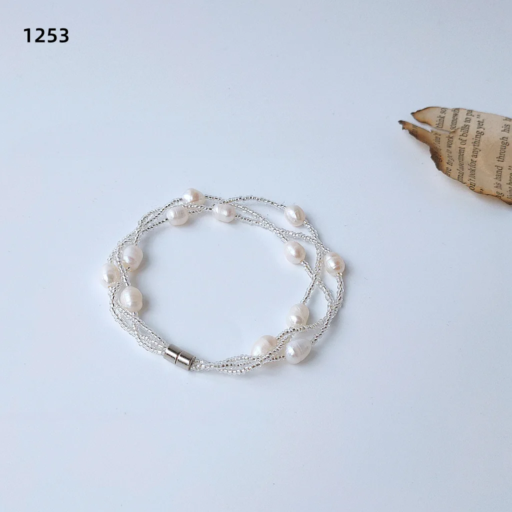 Handgewebtes natürliches Süßwasserperlen-Damenarmband, origineller Schmuck für Frauen, Promotion, Geburtstagsgeschenk, Freundin – Detail 4