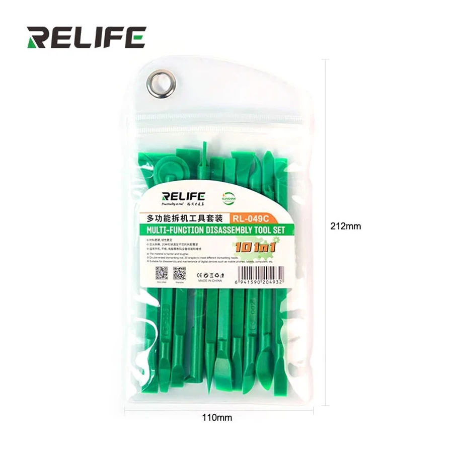 ReLIFE RL-049C ถอด Rod ความแข็งสูงทวิภาคี10 IN 1สำหรับโทรศัพท์มือถือมัลติฟังก์ชั่นชุดเครื่องมือถอดชิ้นส...