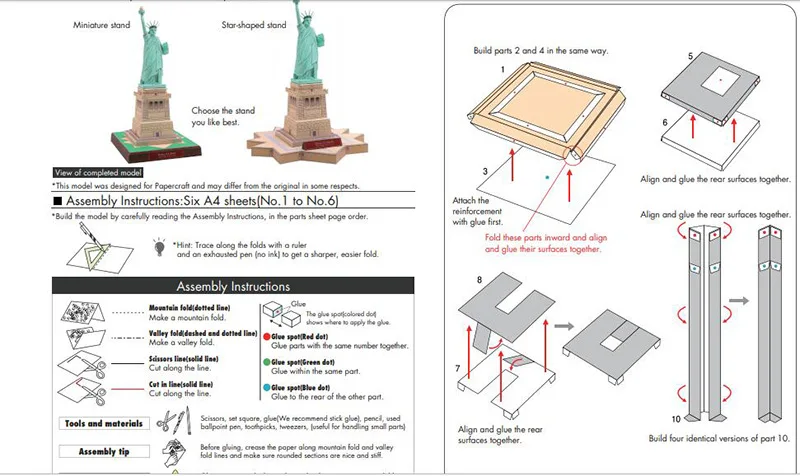 Statue Of Liberty Amerikanischen Welt Klassische Architektur 3D Papier Modell Gebäude Spielzeug