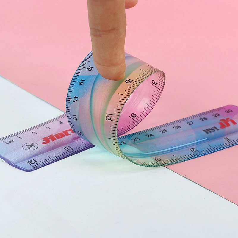 Multifunction Student Flexible Ruler, Inch and Metric, 30 cm/12 Inch, 20 cm/8 Inch, 15 cm/6 Inch, Transparent Colors