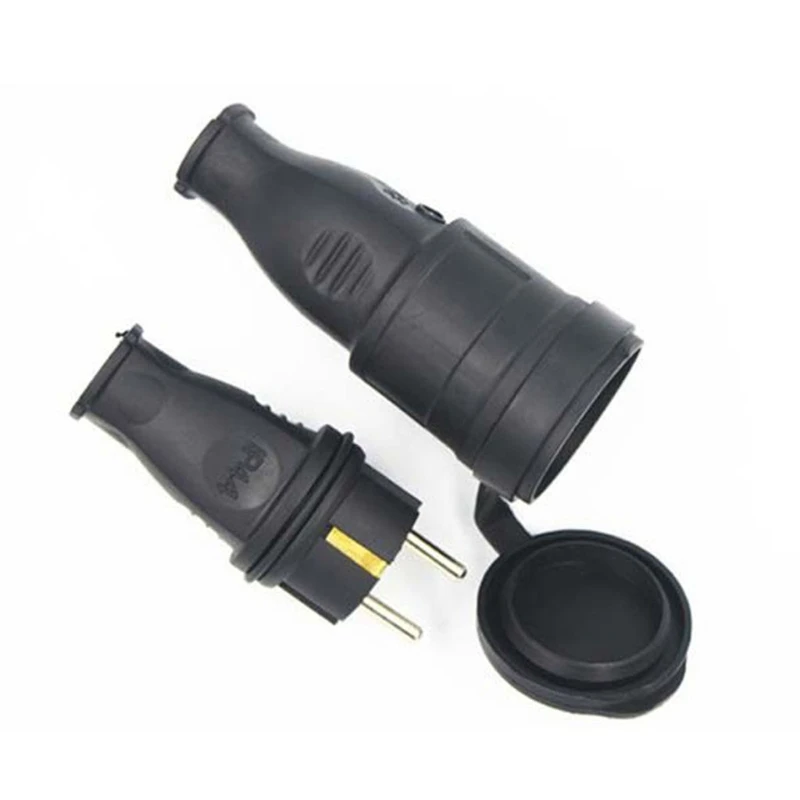 

European Rubber Industrial Male & Female Plug Socket 16A 220V-250V 2P+E IP44 Waterproof Electric Power Connector