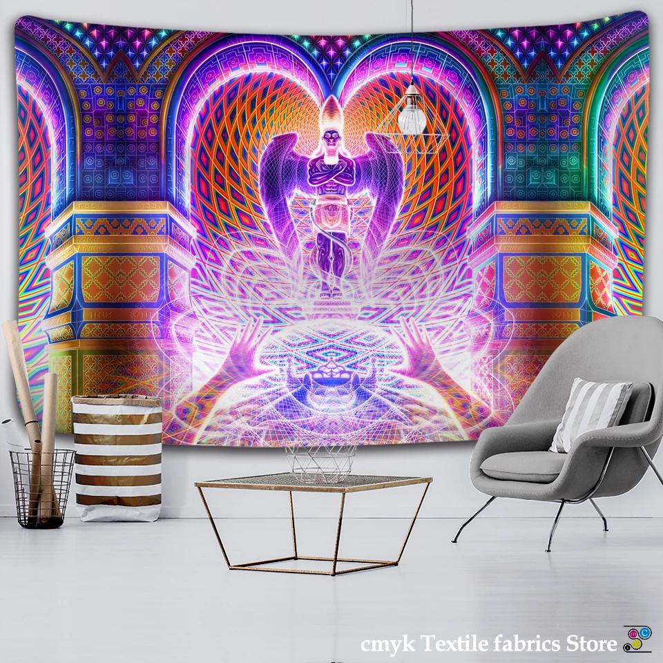 Colorful Mandela Tapestry Wall Hanging Evil Eye Witchcraft Psychedelic Pattern Yoga Beach Carpet Bohemian Hippie Home Decor