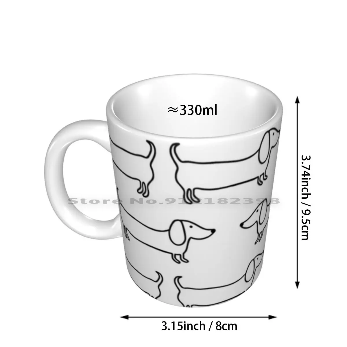 Dachshund In Black-White Ceramic Mugs Coffee Cups Milk Tea Mug Dachshund Sausage Dog Dog Handdrawn Dog Doglover Blackandwhite