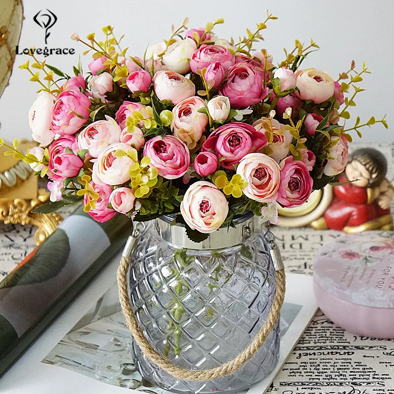 5 Takken Kunstmatige Rozen Bloemen Bos Romantische Diy Nep Zijden Bloemen Voor Bruiloft Tafel Party Thuis Vaas Decoratie Faux Bloemen