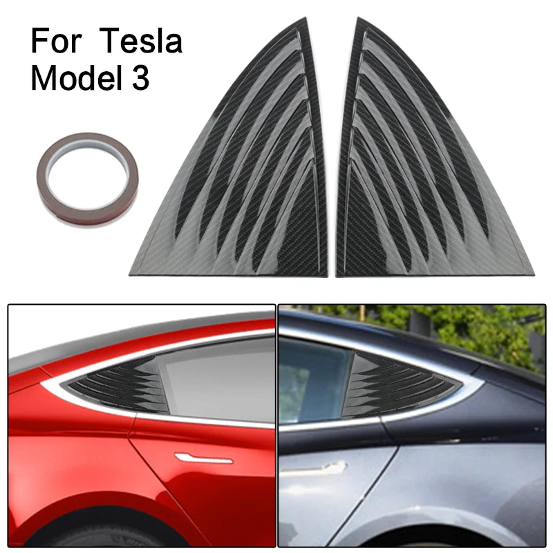 

2 pcs/set Rear Quarter Window Louvers Spoiler Panel ABS Window Panel Vent Scoop For Tesla Model 3 （2017 - 2020 ）