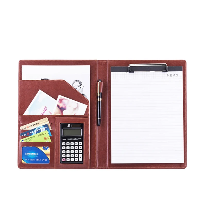 A4 Document Bags PU Leather  File Folder Calculator Binder Organizer Business Contract Storage Manager Portfolio Office Supplies