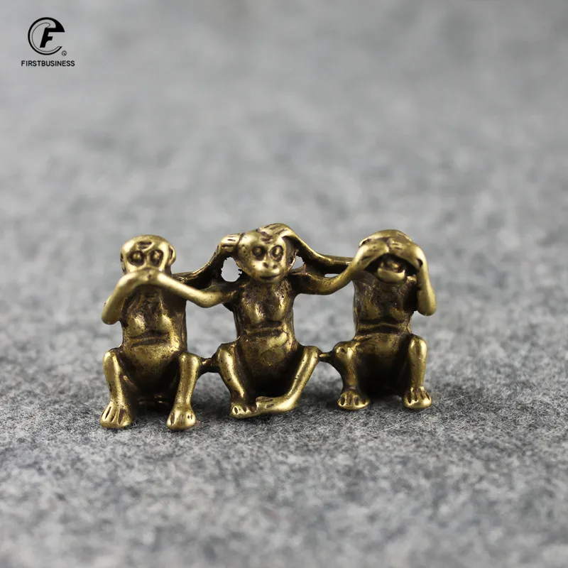 Copper Three Monkeys Feng Shui Creative Crafts Home Decorations Don't Say Don't Listen Don't See Monkey Figurines Ornaments Gift