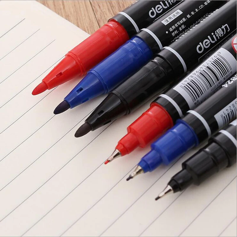 Effective Children'S Stationery Double Oily Marker Small Double Oily Hook Line Pen Student Painting Sketch CD Disc Pen 3 Piece