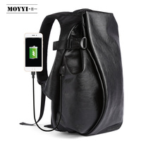 2024 Men's Backpack Lether USB Charge 15.6inch Laptop Backpacks Vintage EVA Softback Kanpsack School Bag 30L Big Capacity Bag