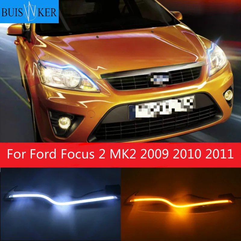 

2PCS LED Daytime Running Light For Ford Focus 2 MK2 2009 2010 2011 Auto Dimming Function 12V Car DRL Fog Lamp Decoration
