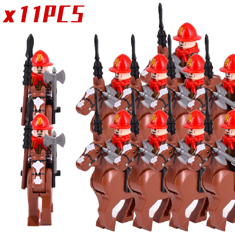 Ming Dynasty Soldiers Action Figures Accessories With War Horse Medieval Knights Building Blocks Bricks Toys For Children Gifts