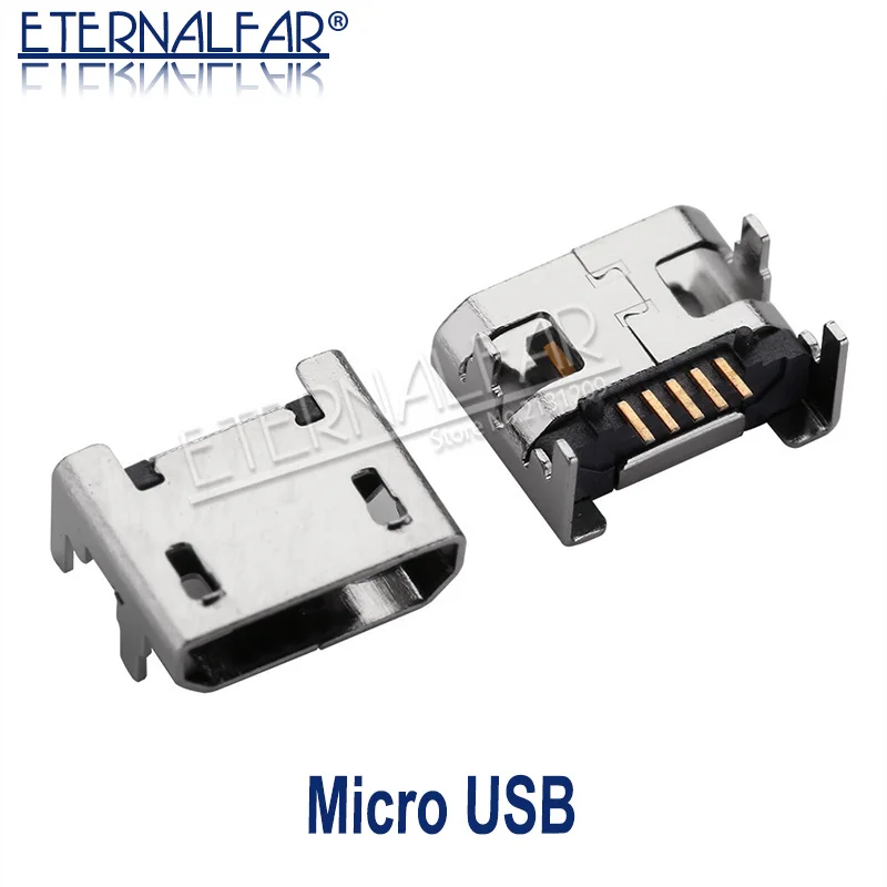 

100pcs Micro USB Connector 5pin Seat Jack Micro usb Four legs 5P Inserting plate seat MIni usb connector