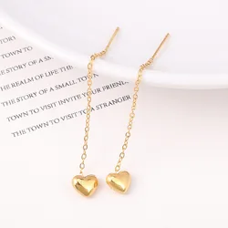 316L Stainless Steel Simple Titanium Steel Ear Line Female Temperament Long Peach Heart Earrings Love Earrings No Fade