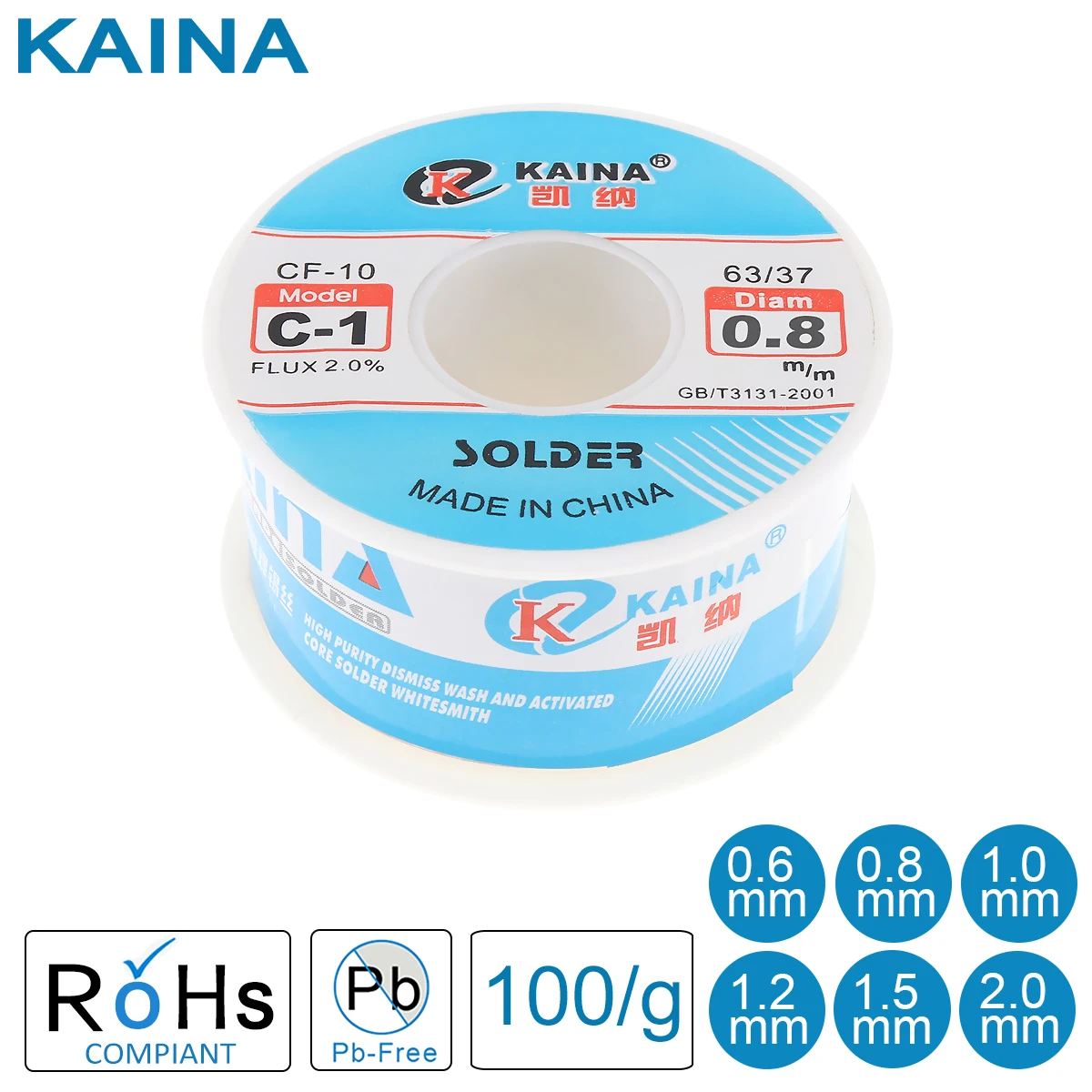Kaynak Telleri 100g 0.8/1/2.0mm Lehimleme Telleri Kaynak Demir Rosin Çekirdek 63/37 Kurşun Kalay Akı 2.0% Lehim Lehimleme Teli