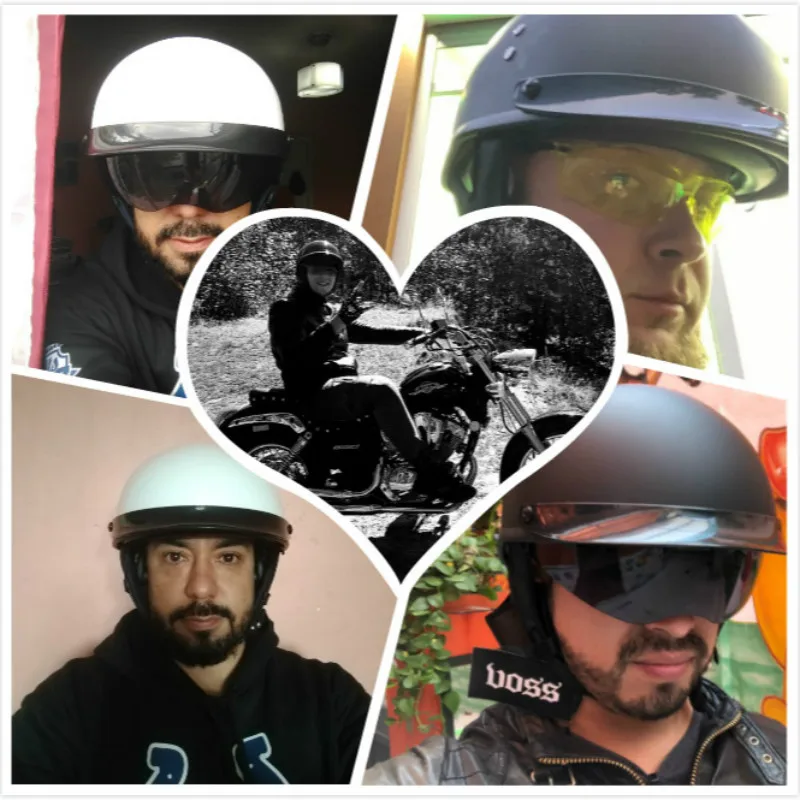Zwart Vintage Motorfiets Open Helm Dot Goedgekeurd Half Helm Retro Moto Casco Capacete Motociclistas Matte Black