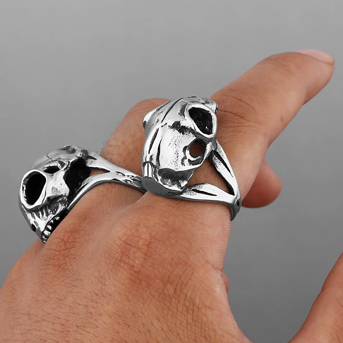 316L Stainless Steel Animal Skull Men\'s Ring Domineering Hip-hop Punk Gothic Locomotive Gift Wholesale