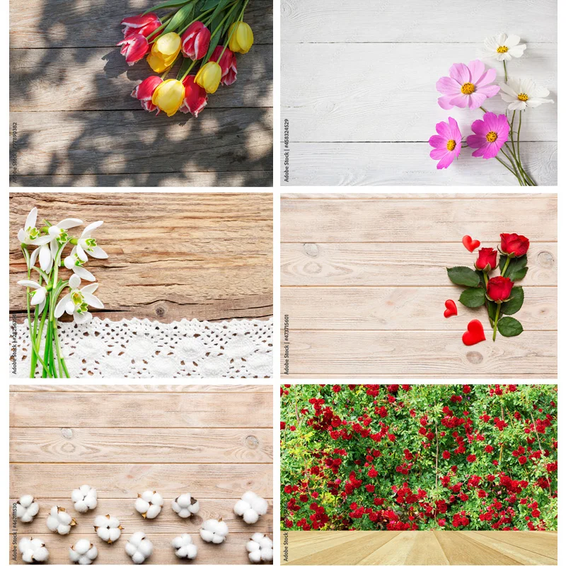 

SHUOZHIKE Art Fabric Photography Backdrops Props Flower Wood Planks Photo Studio Background 2211 HBB-07