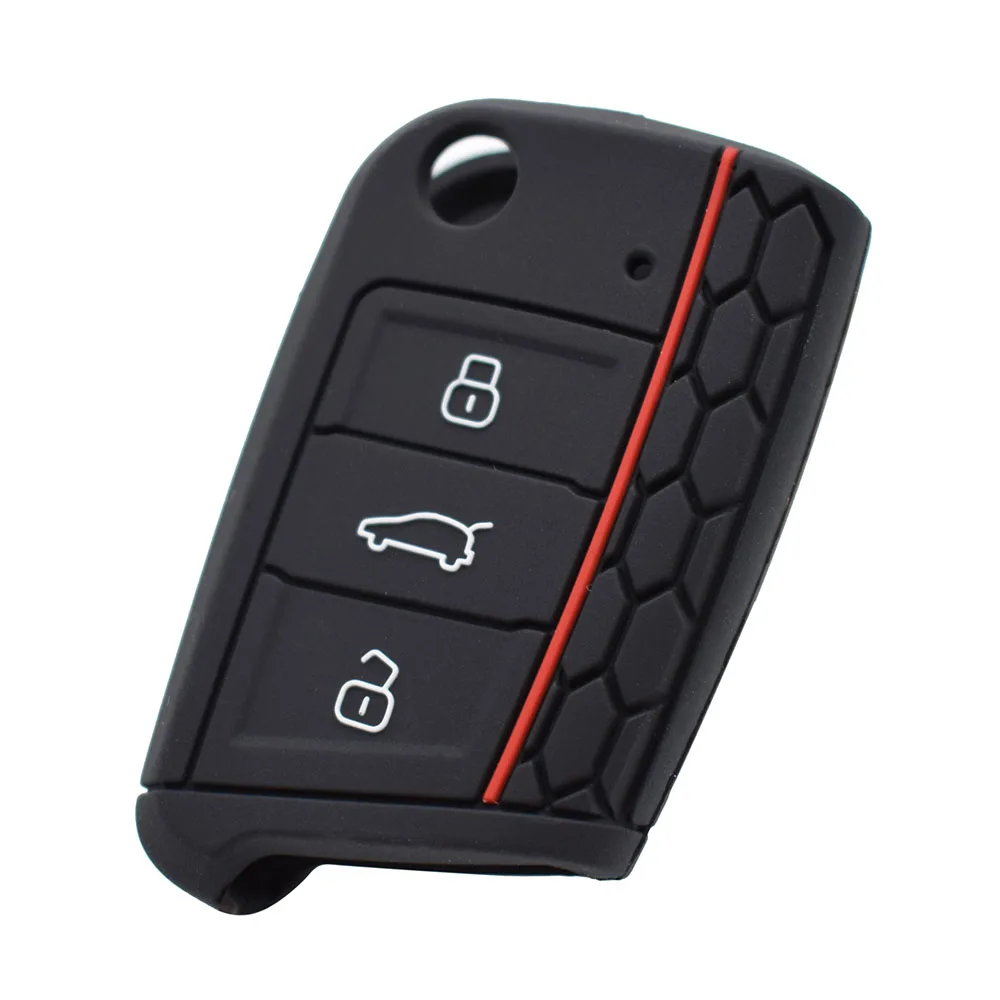 3 Buttons Silicone Remote Flip Key Case Cover For VW Polo Golf 7 Tiguan Jetta GTI Fob Sleeve 2015 2016 2017 2018 2019 2020