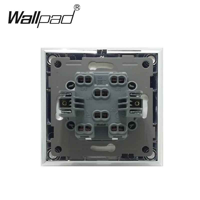 EU 2 Gang 2 Way Switch Wallpad Aluminum Chrome Plate Metal 2 Way Stair Cross Over Wall Lights Button Switch 110V-240V with Claws