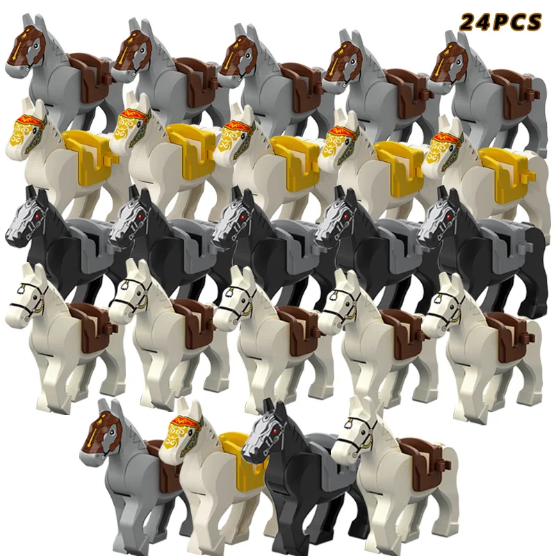 24 pcs/ Medieval Knight Horse Military Horse Set Ride Set Character Brick Gift Children\'s Toys