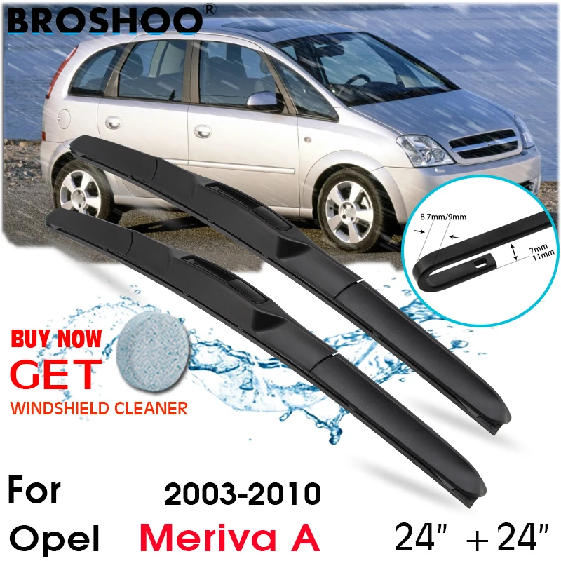 

Car Wiper Blade Front Window Windscreen Windshield Wipers Blades J hook Auto Accessories For Opel Meriva A 24"+24" 2003-2010