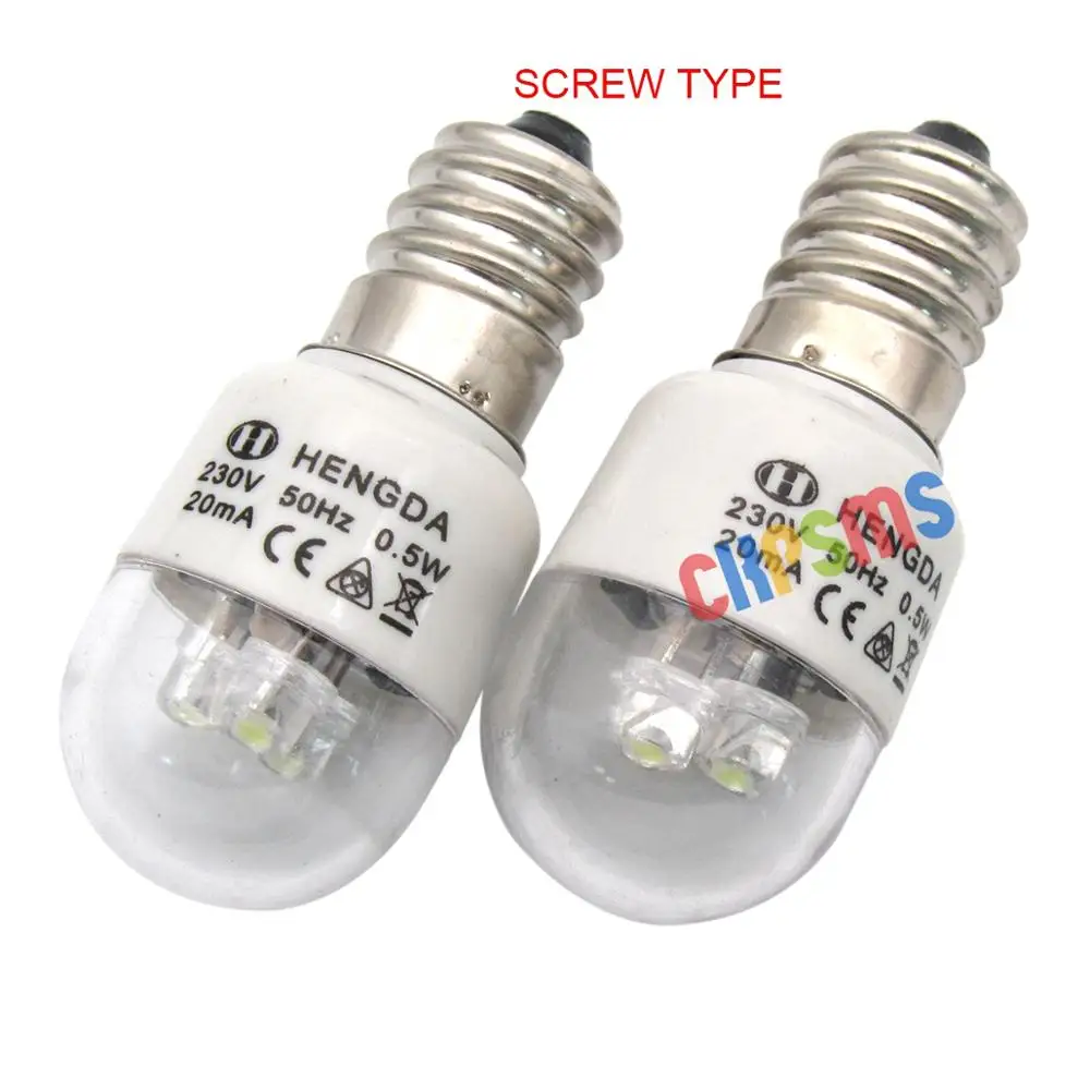 LED-E14 Light Bulbs for Home Sewing Machine 0.5W 220 Volts Screw Type 2PCS