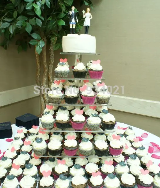 

Free Shipping Crystal Cake Stand, 6 Tier Acrylic Cake Stand, Square Cupcake Stand party decoration