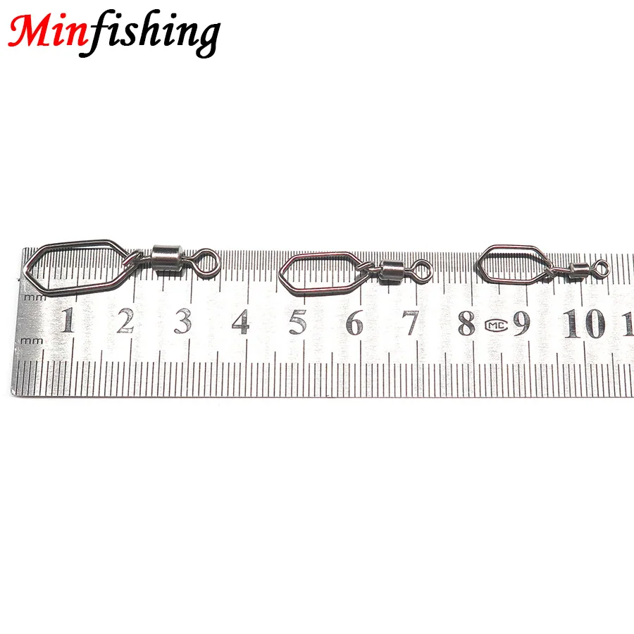 Minfishing 25/50 pcs/lot Stainless Steel Rolling Swivel with Big Snap Clip Fishing Accessories Fishing Hook Connector  Tackle