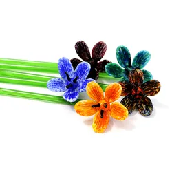 Handmade Colorful Murano Glass Flower Art Craft Ornaments Wedding Valentine's Day Favors Gifts Home Table Vase Decor Accessories