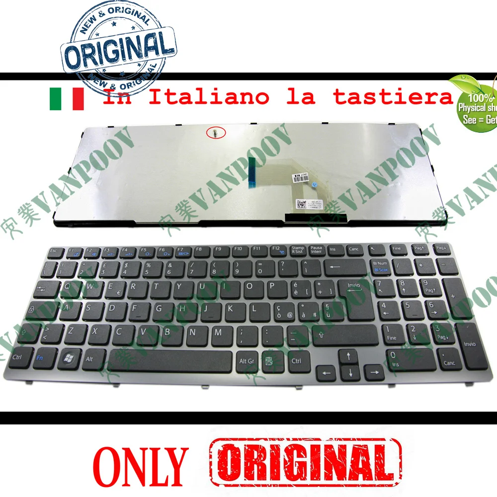 

Новая клавиатура для ноутбука Sony Vaio SVE15 SVE15 SVE1511 SVE1511 E 15,5 черная *с рамкой * итальянская - 149031951