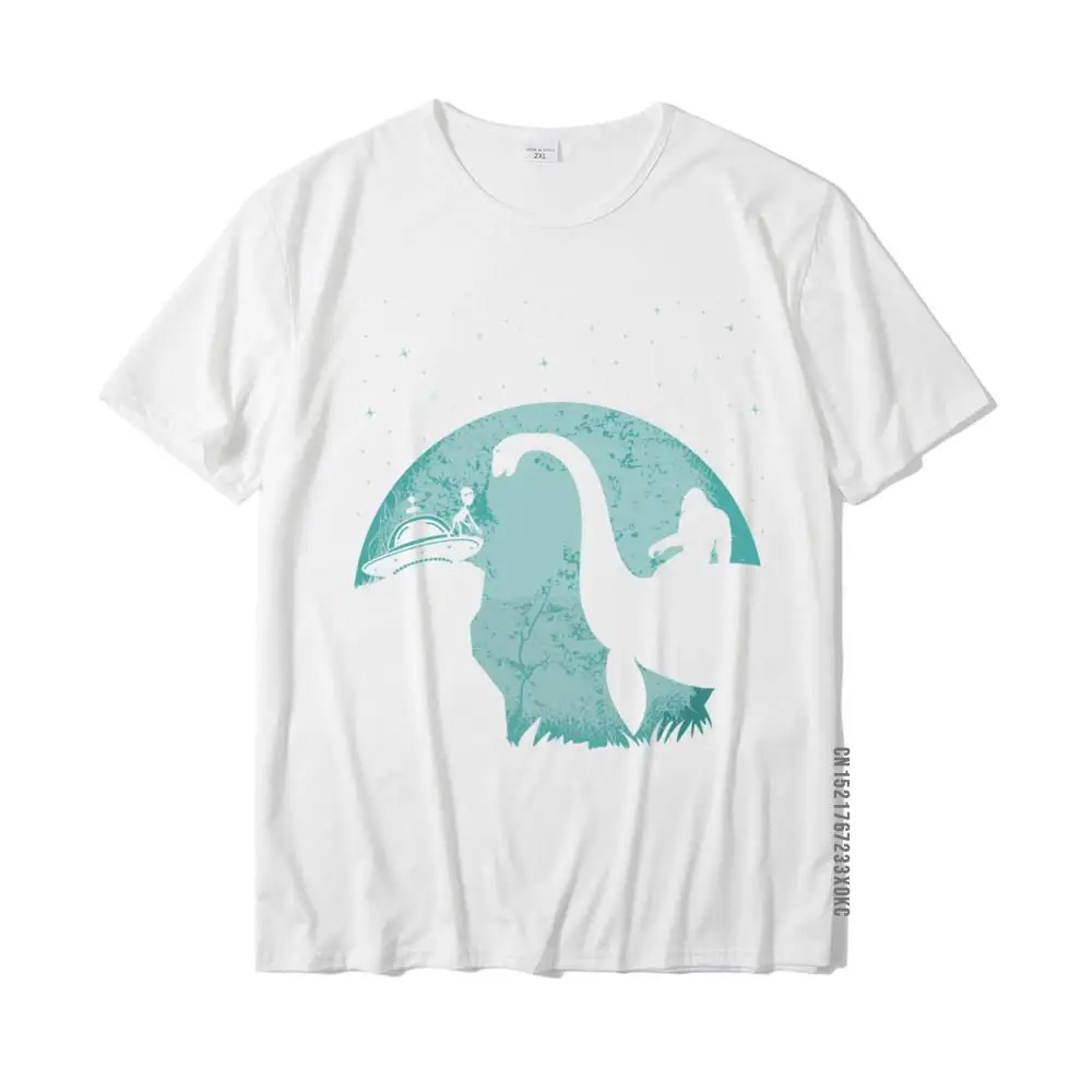 Bigfoot Riding Loch Ness Monster Sasquatch Ufo Abduction Hip HopSimple Style Tops Shirt Family Cotton Mens Top T-Shirts