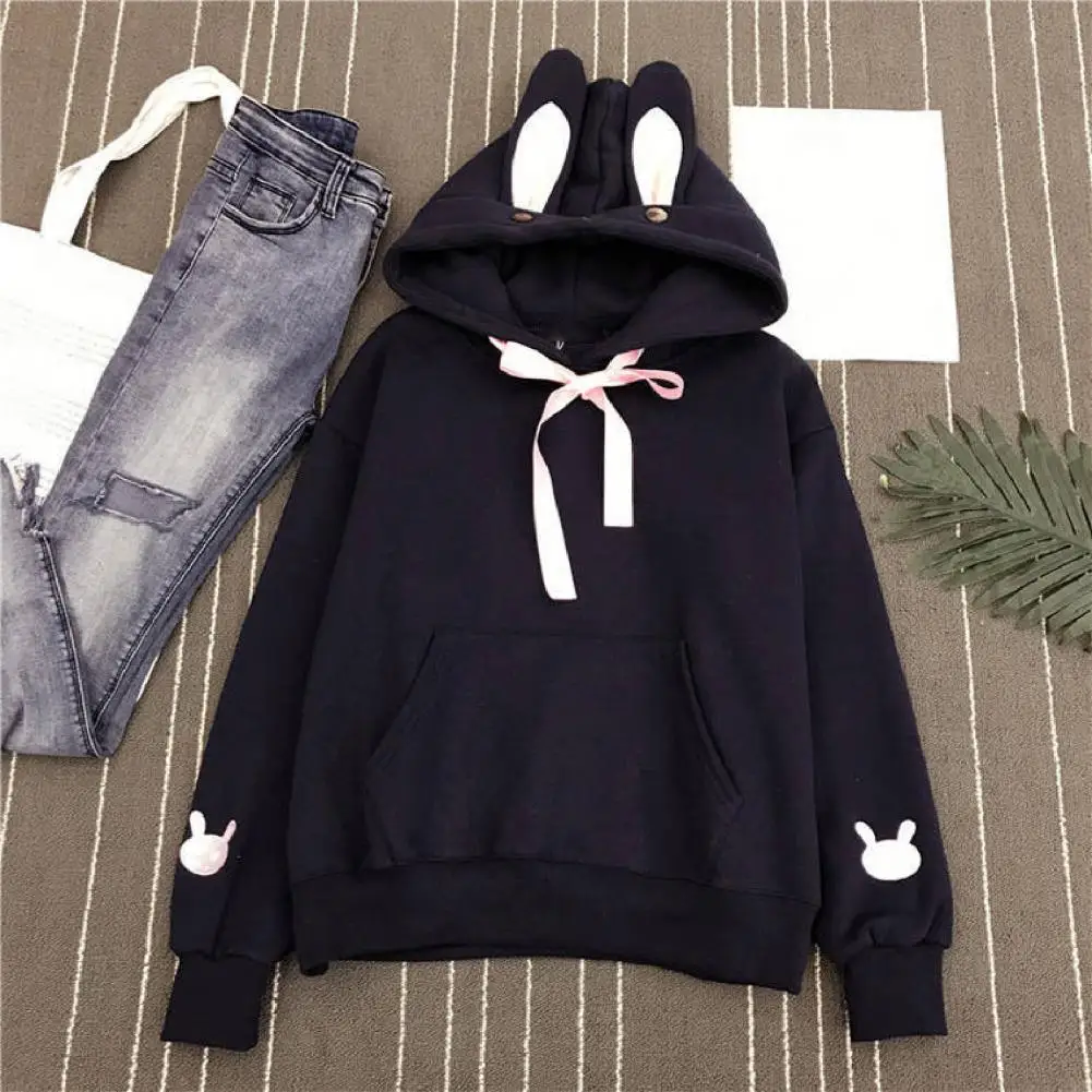 Long Sleeve Comfortable Rabbit Ear Decor Sweatershirt for Daily Life