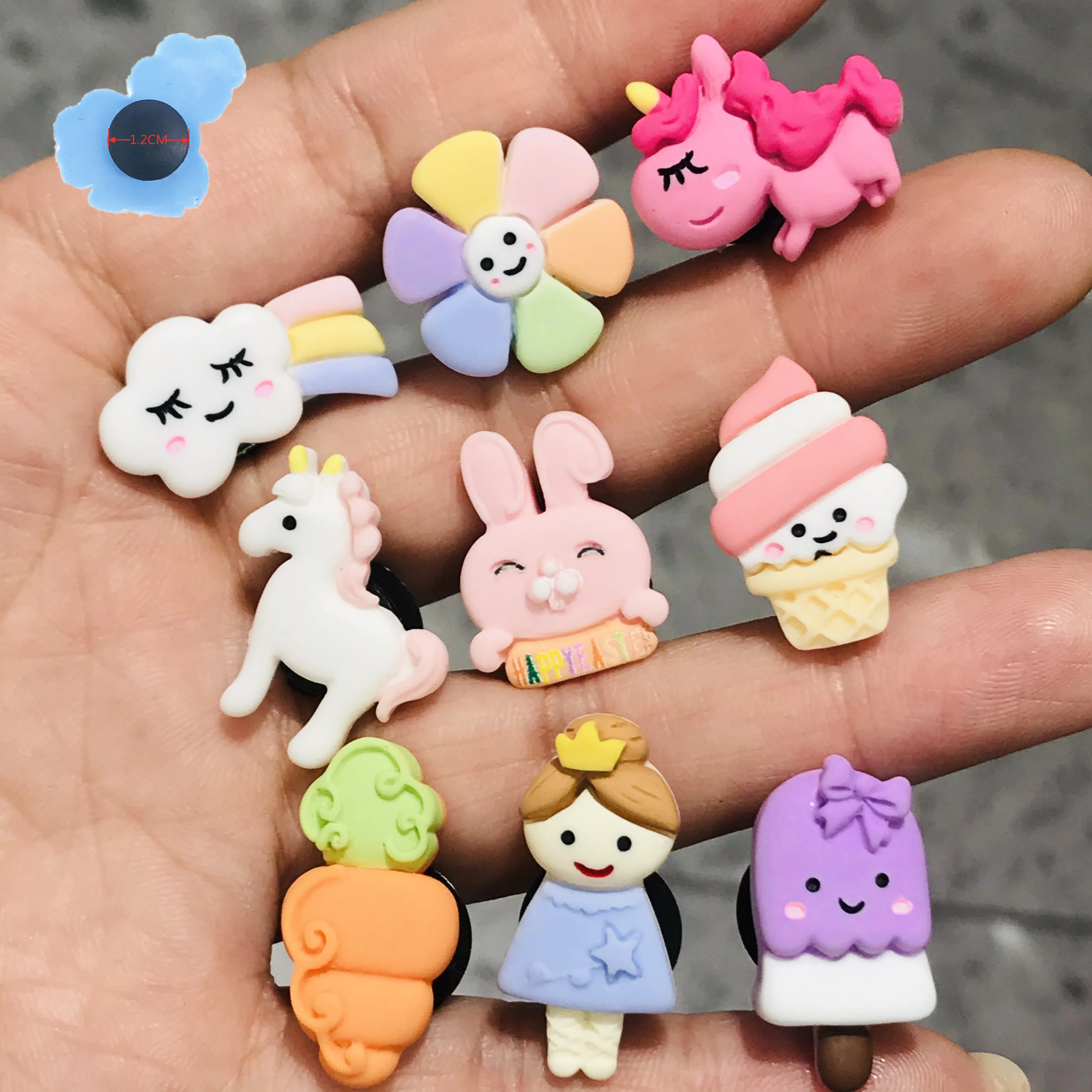 1PCS Ice Cream Horse Kids Cute Garden Shoes Decoration Resin Shoe Clog Children Shoes Backpack Charms Birthday Gifts