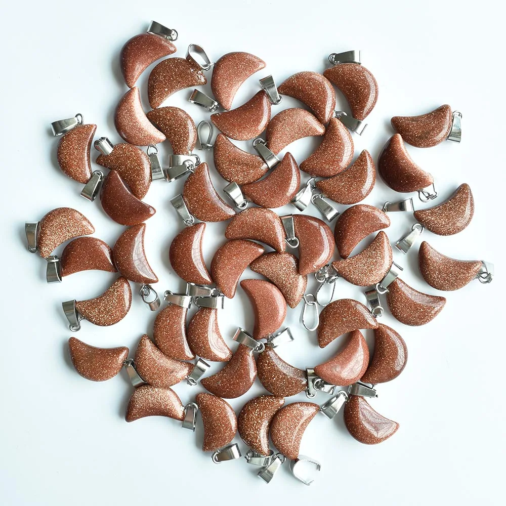Hochwertige, sortierte Anhänger in Halbmondform aus Naturstein für die Herstellung von DIY-Schmuck. Großhandel 50 Stück/Los kostenlos. – Detail 5