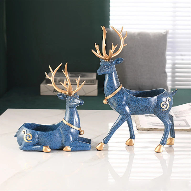 

Home Decoration accessories modern for home Desktop key phone storage box for living room ornaments resin Deer Figurines Gifts
