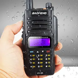 Baofeng-radio comunicador UV-9R, walkie-talkie de doble banda, VHF, UHF, resistente al agua, FM, 8W, 128 canales, con auriculares