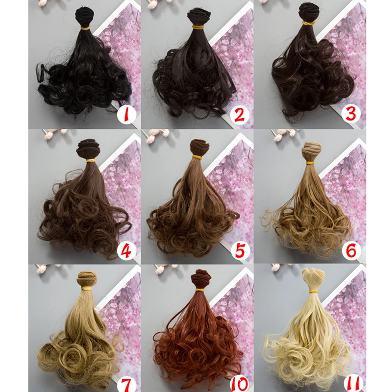 15*100cm BJD SD Curly Hair Extensions for All Dolls DIY Hair Wigs Heat Fiber Hair Wefts Doll Accessories