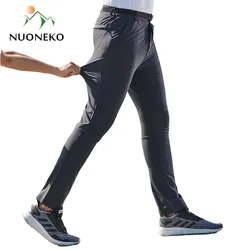 NUONEKO Outdoor Stretch Mens Hiking Pants Summer Quick Dry Breathable Waterproof Climbing Trekking Tourism Camping Male Trousers