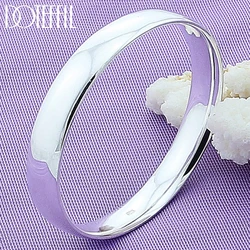 DOTEFFIL 925 Sterling Silver 10mm Smooth Solid Bracelet Bangles For Women Men Wedding Engagement Party Jewelry