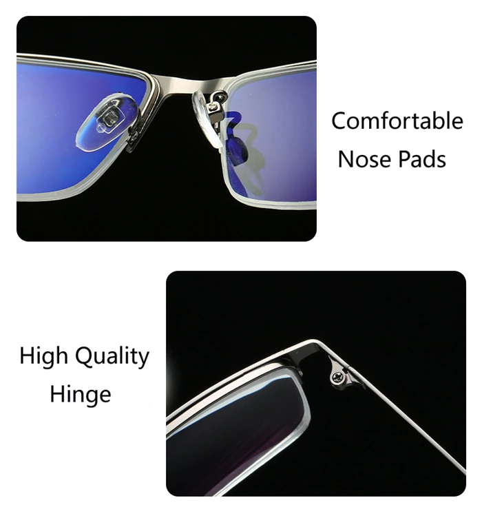 Halber Rahmen blauer Film Anti-Blaulicht kurzsichtige Brille Harz Linse Quadrat kurzsichtige Brille Frau Männer-1,0-1,5 bis-4,0 – Detail 10
