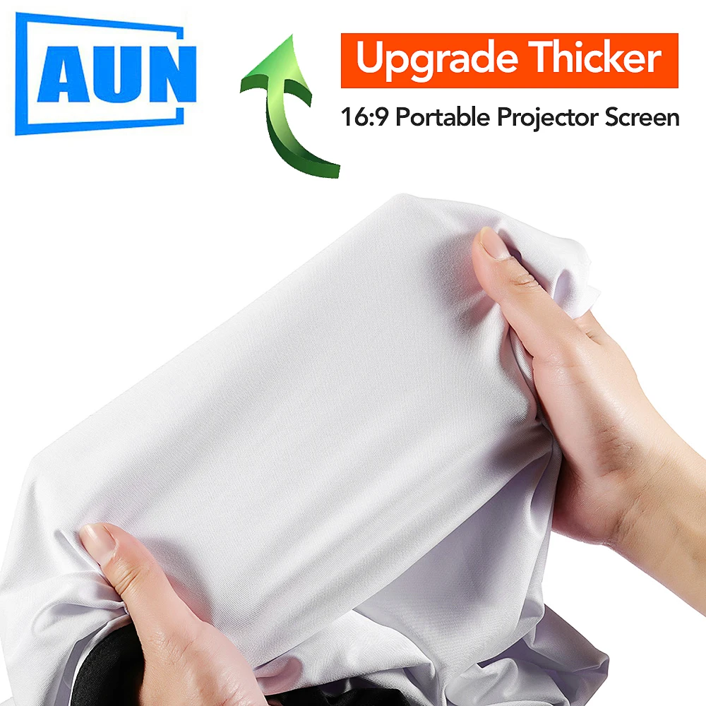 AUN Thicken Projector Screen 100/120/133 inch 16:9 Foldable Portable White cloth material for 4K Full HD Home theater