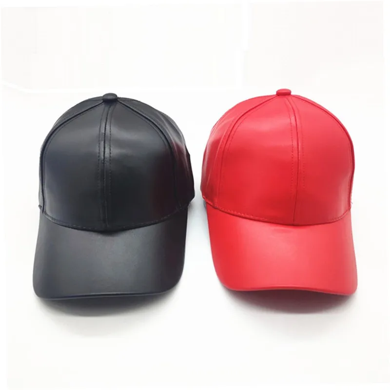 New Adult Solid faux leather snapback hat Male Sports baseball cap Women Trucker hats gorros