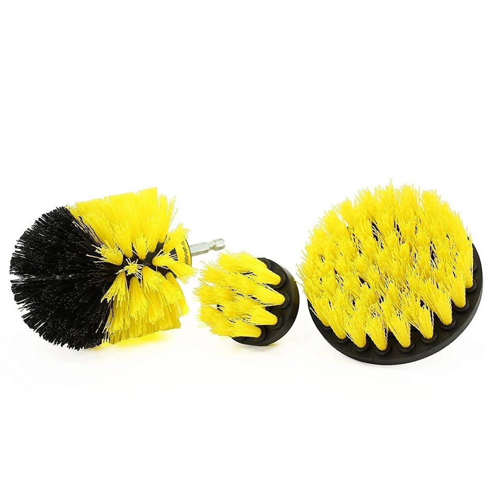 3Pcs/Set Electric Scrubber Brush Drill Brush Kit Plastic Round Cleaning Brush for Carpet Glass Car Tires BIY Bits by PROSTORMER