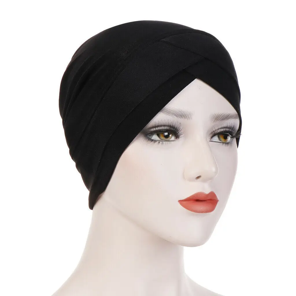 Chapéu turbante hijab feminino indiano, cachecol para cabeça e perda de cabelo, touca de quimioterapia com muçulmano, chapéu elástico