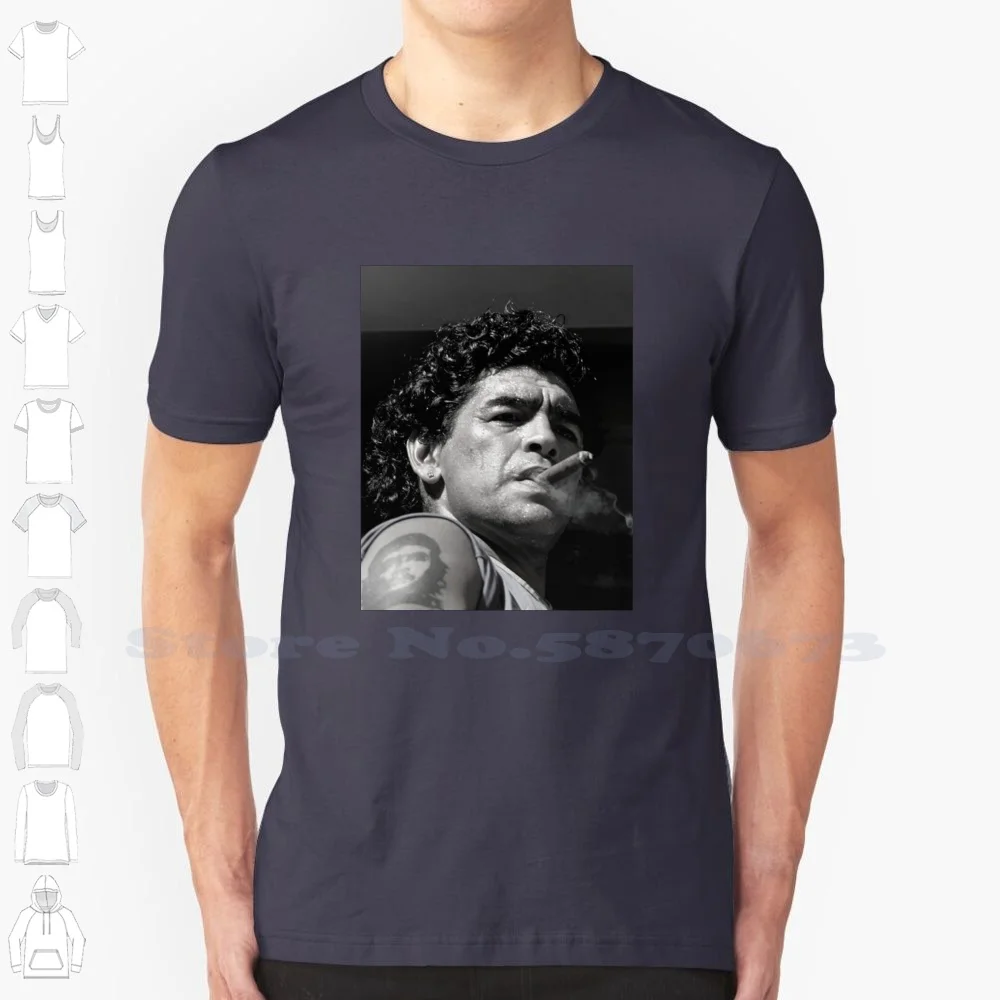 The Curly Diego Maradona Cigaret Black 100% Cotton T-Shirt D10S Dieguito Argentina Maradona Quotes Maradona Portrait Napoli