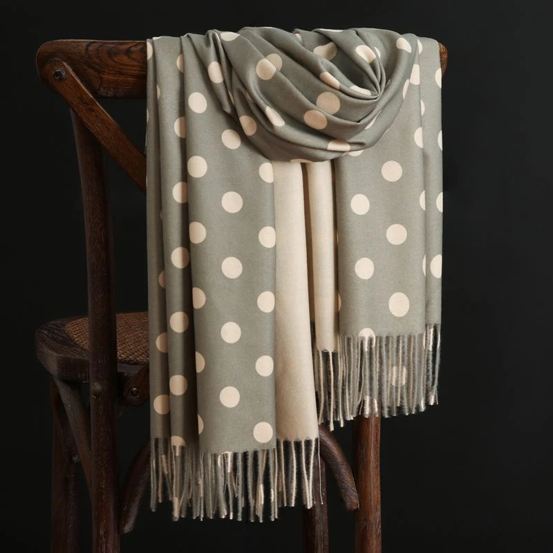 

Shawl Autumn And Winter New Double-Sided Artificial Cashmere Scarf Women's Warm All-Match Printed Polka Dot Blanket Soft Cape